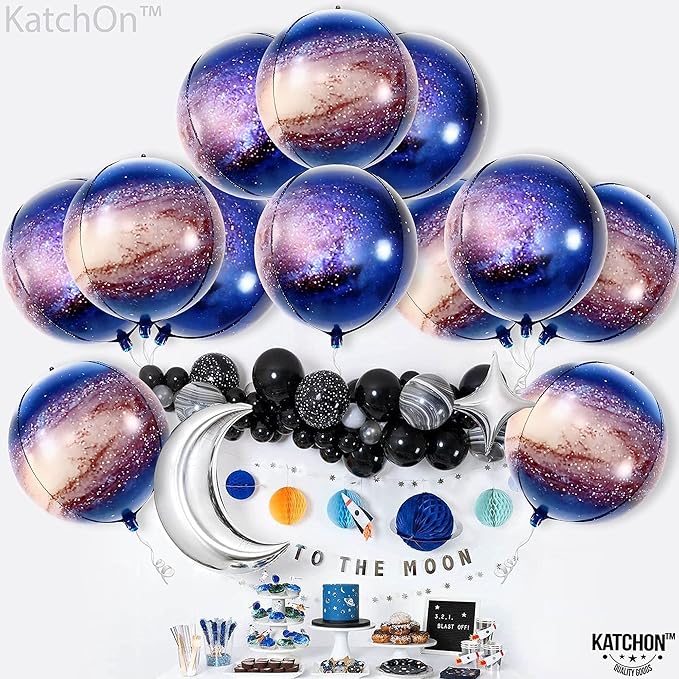 KatchOn, Galaxy Balloons for Galaxy Decorations - 22 Inch, Pack of 12 | Space Balloons for Birthday Decorations, Space Decoration | Planet Balloon, Back To School Décor