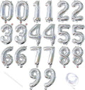 20 Pieces 2 Sets of 16 Inch Silver Number 0-9 Balloons – Foil Mylar Balloons for Custom Number Decorations, Birthday, Anniversary, Graduation, New Year, and DIY Party Decor