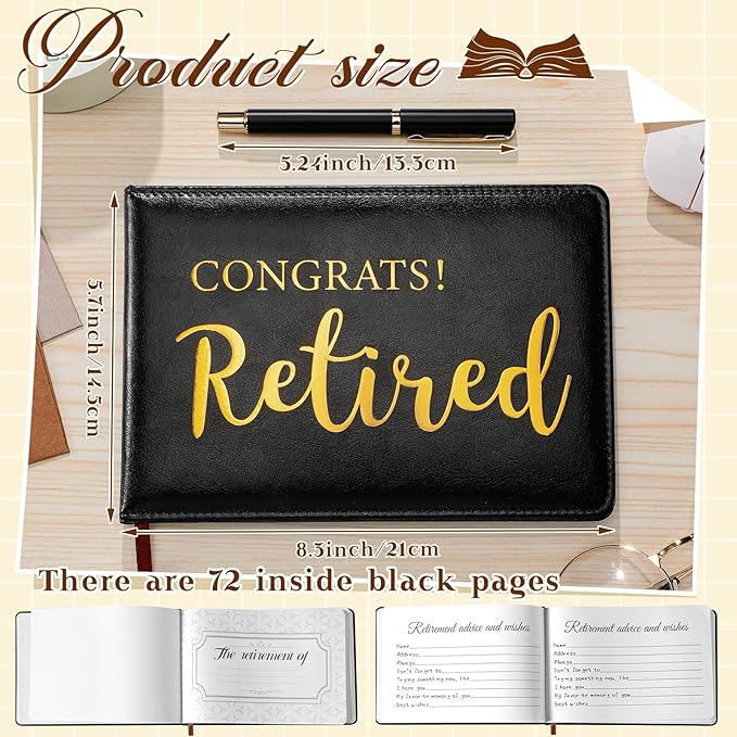 Ctosree Retirement Guest Book with Signature Pen Retirement Party Gift Supplies for Women Men Office Colleague Advice and Wishes Decorations(Novel)
