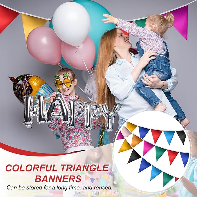 PATIKIL Pennant Banner Flags 33 Ft, 36 Pcs Colorful Triangle Banners Party Banner Bunting Garland String for Graduation Birthday Wedding Anniversary Outdoor Decoration, Multicolor
