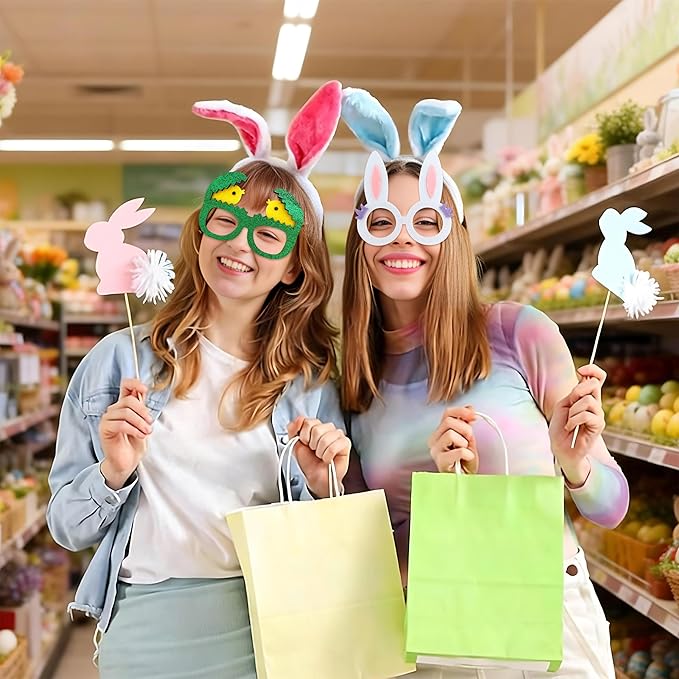 fiintrwa 16PCS Easter Party Glasses Frame Easter Bunny Ears Chick Eggs Glasses Easter Party Decoration Supplies Easter Photo Booth Basket Stuffers for Adults