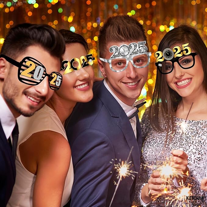 KatchOn, 2025 Glasses New Years Eve - Pack of 12 | New Years Glasses 2025, New Years Eve Party Supplies 2025 | NYE 2025, Happy New Years Decorations | NYE Decorations