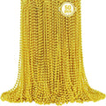 SHAOQINLIN 50 PCS Gold Bead Necklace, Gold Mardi Gras Christmas Beads Necklaces 33" Metallic Beaded Costume Necklaces Party Necklaces for Mardi Gras Parade Throws Wedding Birthday Pirate Party Favors