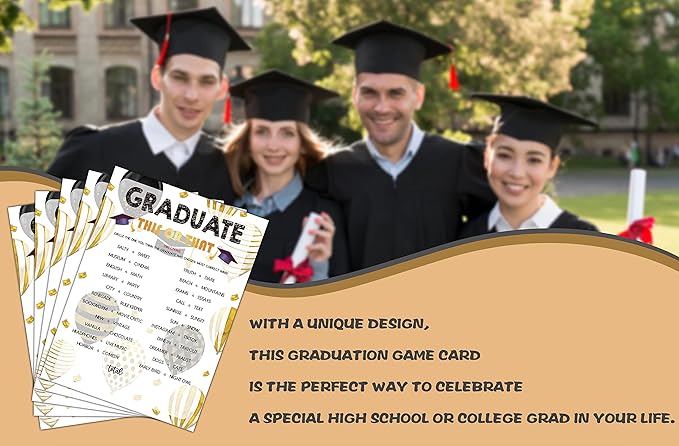 Graduation Party Games - This Or That Game Cards for The Graduate - Graduation Party Decorations 2024 - Gold & Black Grad Celebrations Party Supplies for High School/College - 30 Game Cards(F05)