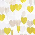 White Champagne-Gold Decorations for Party - 52Ft Heart Paper Garland Decoration Streamers Birthday Banner Bridal Baby Shower Wedding Bachelorette Engagement Graduation Hanging Decor Hongtongtong