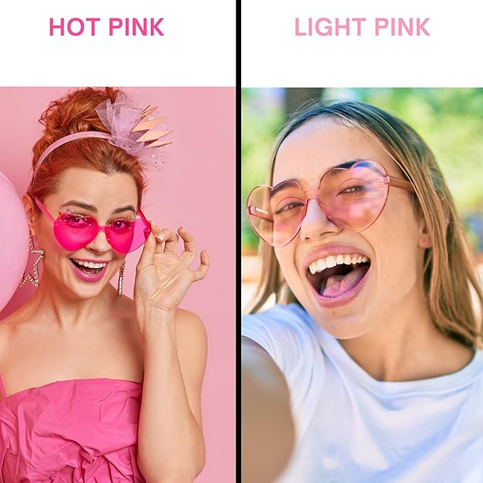 4E's Novelty 2 Pack Heart Shaped Sunglasses for Women - Trendy Glasses for Valentines, Mardi Gras, Men Party Outfit Accessory