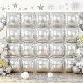 20PCS Silver Square Balloons, Graduation Decorations Backdrop Balloon Wall Tunnel Double Sided Gold & Silver Foil Balloons Kit for Graduation Christmas New Year Eve Graduation Birthday Party