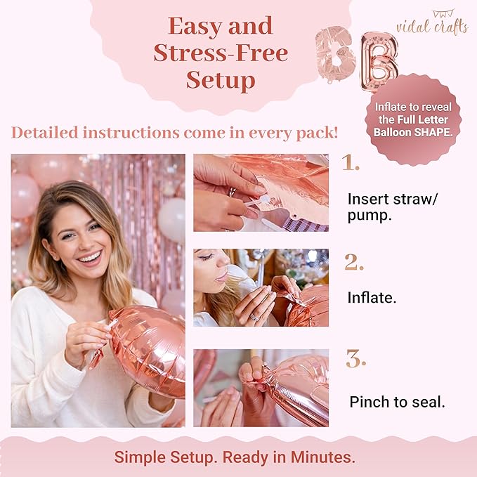 VIDAL CRAFTS 71-Piece Rose Gold Birthday Decorations for Women - Party Backdrop with Latex, Foil & Confetti Balloons, Happy Birthday Decorations Banner & Rose Gold Foil Fringe Curtains
