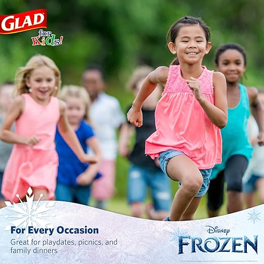 Glad for Kids Disney Frozen Disposable Paper Plates, Anna and Elsa - Heavy Duty, Soak Proof, Microwavable, Kid-Friendly Snack Plates for Everyday Use, 8.5 Inch, 40 Count