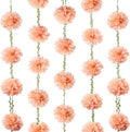 Sahoottie 2 Pcs Blush Pink Hanging Paper Flower Garland, 8.2 FT Single Color Tissue Paper Flower Garland, Blush Pink Pom Pom Garland for Boho Wedding Backdrop Bridal Shower Bedroom Wall Decor