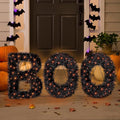 ATDAWN 3 Piece Outdoor Boo Sign Halloween Decoration, Lighted Boo Yard Display Set, Boo Yard Sign for Halloween Indoor Lawn Decor, Black & Orange