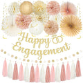 Roetyce Engagement Party Decorations, Champagne Pink Glitter Happy Engagement Banner, Almost Married/Just Engaged Photo Background, Gold Congratulations Wedding Bachelorette Backdrop Decor