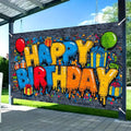 Nuxovilar Happy Birthday Yard Banner - 71x43 inches, Graffiti-Inspired Design Decorations Large Happy Birthday Banner Supplies Colorful Fence Outdoor & Indoor Giant Sign Backdrop