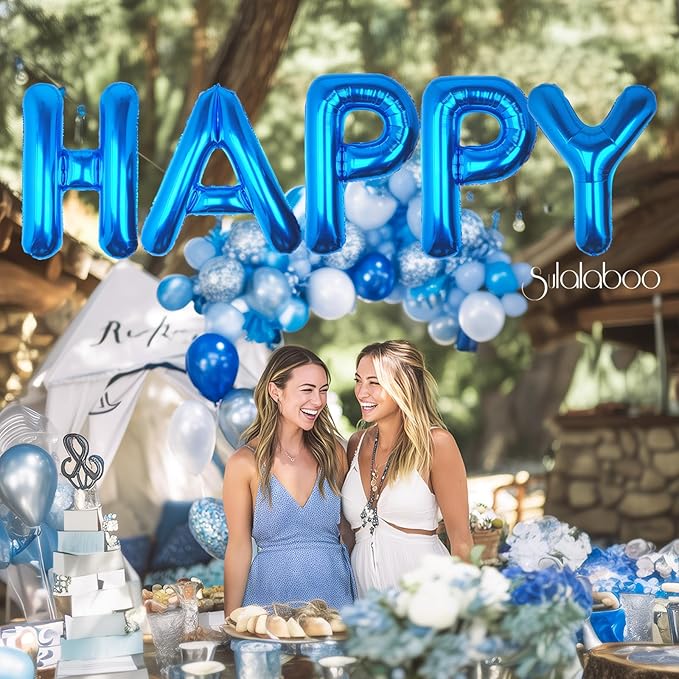 40Inch Blue Letter V Balloon Foil Helium Letter Balloons A-Z Giant Large Mylar Big Party Balloon for Birthday Party Decorations