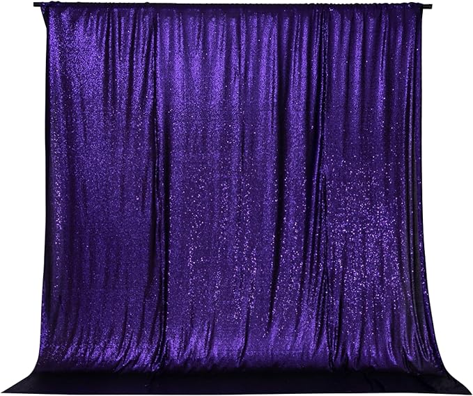 PartyDelight Purple Sequin Backdrop 6x6ft - High Density 3mm Shimmer Sequin Background with 4-Inch Rod Pocket, Sparkly Photography Curtain for Birthday, TikTok, Mermaid & Party Decor