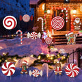 16ct Christmas Decorations Set Outdoor and Indoor Holiday Decor with Festive Candy Canes Gingerbread Ornaments 60 Meter Fishing Line and 28 Glass Fiber Stakes for Tree Yard