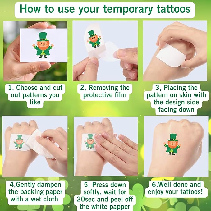 St Patricks Temporary Tattoos St Patricks Day Decorations St Patricks Party Favors Supplies Saint Patricks Day Face Stickers Gifts St Patricks Accessories Irish St Paddys Days 4 Sheets - 50Pcs