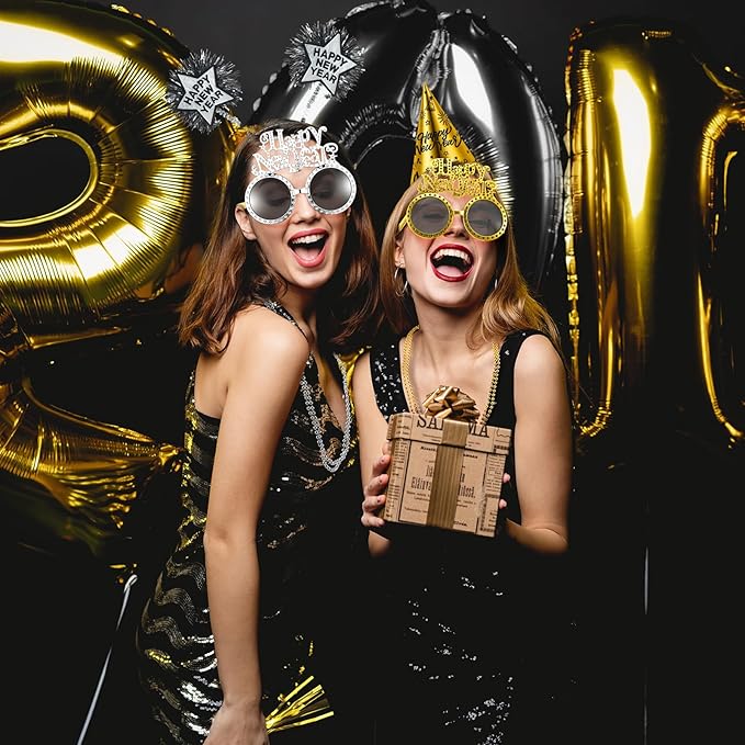 2026 New Years Eve Party Supplies for Guests Happy New Year Headbands Hats Noise Makers Glasses Necklace
