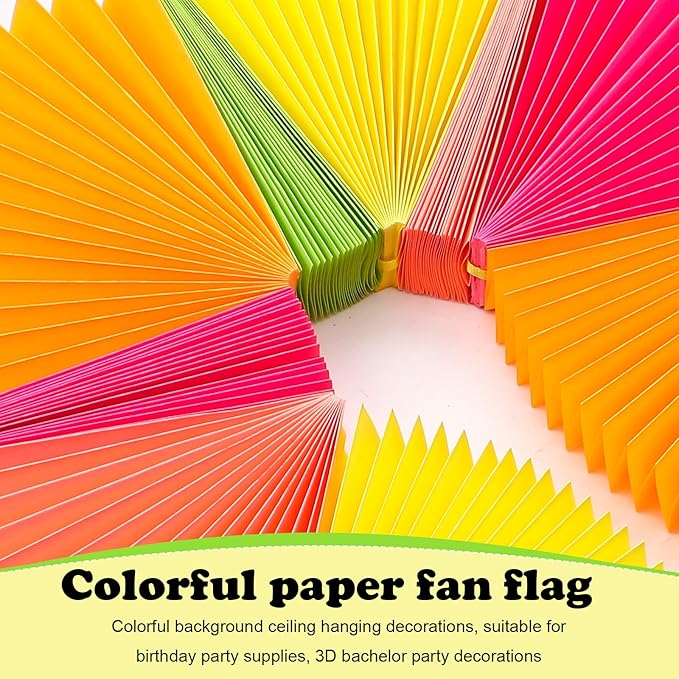 Weekgrat 3 Pack Wedding Paper Fans Garland 15.6ft Colorful Background Ceiling Hanging Decorations Paper Garland Decorations Set for Birthday Party Supplies 3D Bachelorette Party Decoration(Bright)