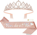 CIEHER Bride To Be Sash and Bride Crown for Bridal Shower Decorations, Bride Tiara, Cute Bridal Shower Gift for Bride, Engagement Party, Bachelorette Decorations