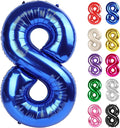 Metallic Blue Number 8 Balloon 40 Inch, 8 Balloon Number, 8th Birthday Decorations, Navy Blue Party Supplies for Boys Girls