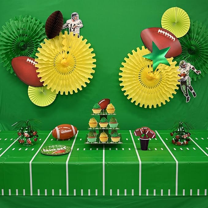 Game Day Football Tablecover Party Accessory (1 count) (1 Pkg) (108"X54")