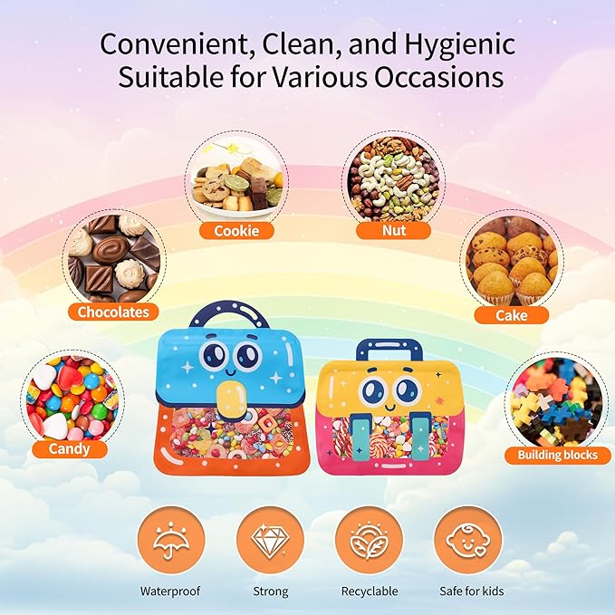 Lati Small Catoon 24PCS Birthday Party Favors Goodie Bags - Style Durable Plastics Gift with Handles for Candy Treats,Events