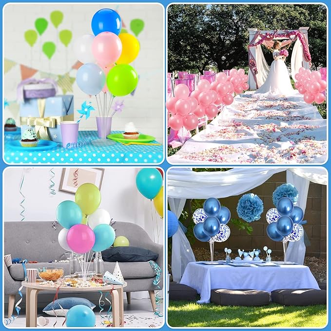 10 Sets Balloon Stand Kits, Balloon Sticks Holders with Base for Table Graduation Birthday Baby Shower Gender Reveal Party Decorations