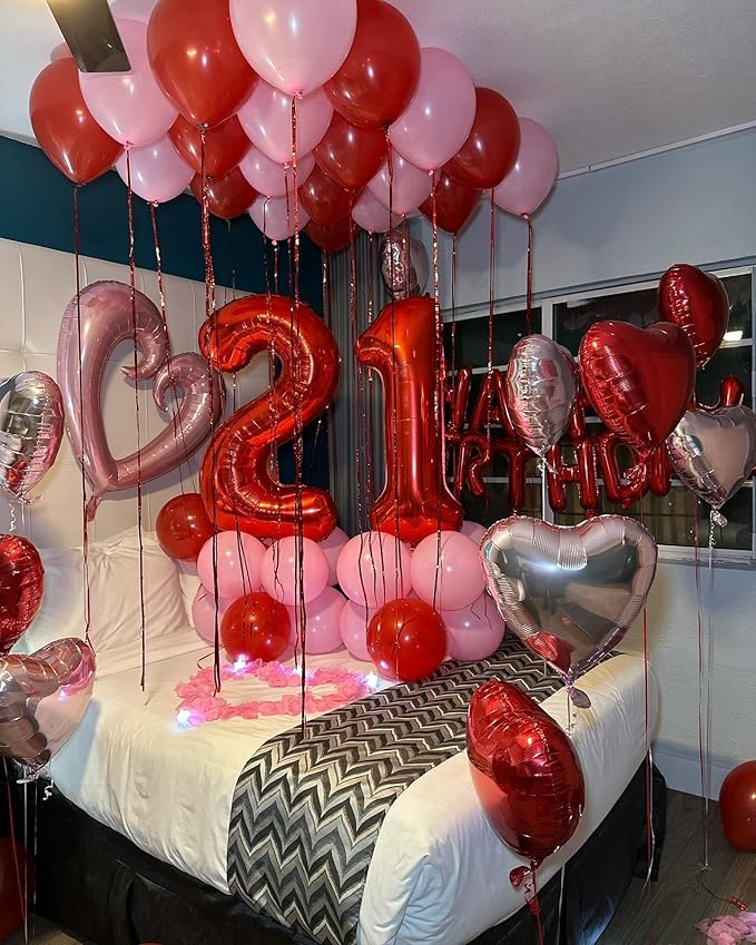 40 Inch Red Number 5 Balloon, Giant 5 Number Balloons for 5th Birthday Decorations, Party Supplies for Baby Boy Girl, Red Party Decor