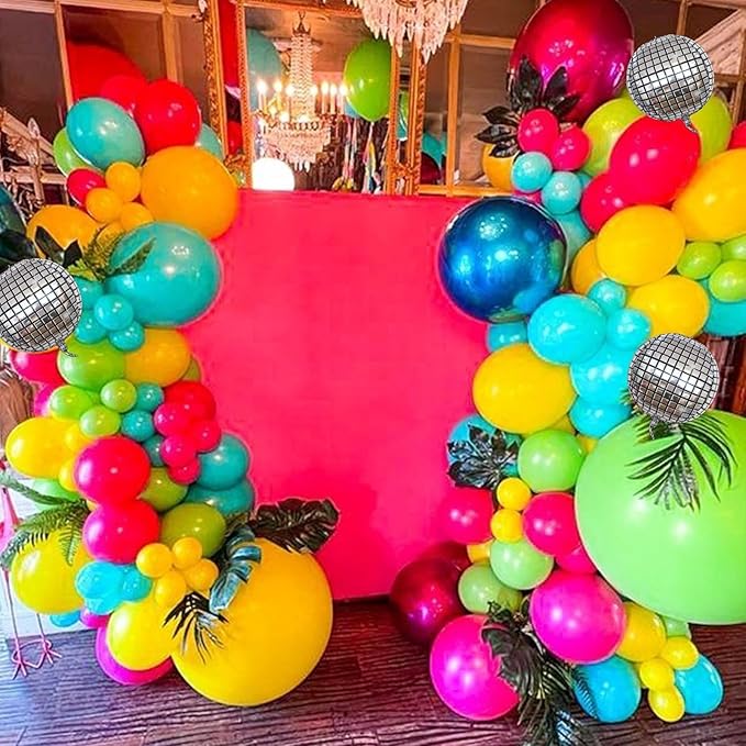 Tropical Balloons Garland Arch Kit, 130Pcs Hawaii Balloon Arch Kit, 18 10 5 Inch Summer Green Hot Pink Orange Yellow Balloons, Hawaii Party Decorations for Swimming Surfing Beach Party Birthday