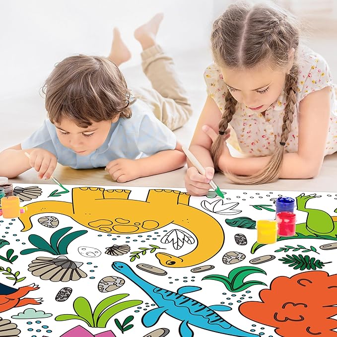 OHOME Dinosaur Giant Coloring Poster/Tablecloth - Dinosaur Birthday Decorations,Kids Crafts Games Activities Toys Decor Party Decor for Classroom School