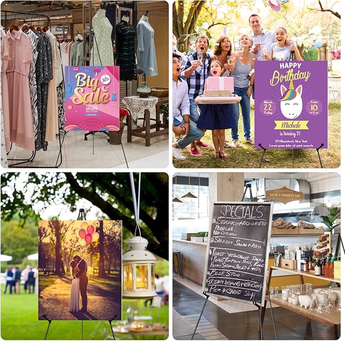 RRFTOK 63'' Instant Easel,Easel Stand for Display,Art, and Crafts,Foldable Portable Ground Easel for Wedding Banner and Poster Display Stand,Easel Display Metal Tripod with Portable Bag.