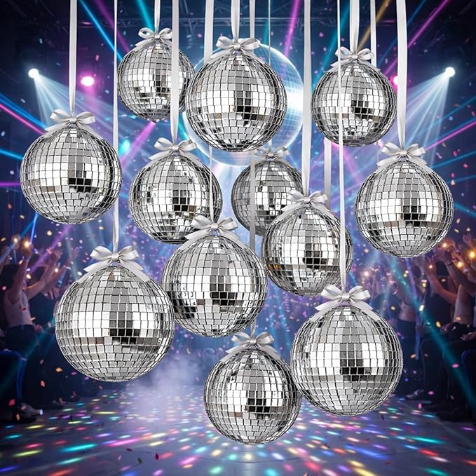 20 Pcs Large Disco Ball Metallic Foil Balloons 22 Inch Giant 4d Round Ball Balloons with Ribbions for Birthday Wedding Baby Shower Anniversary Tea Party Decorations