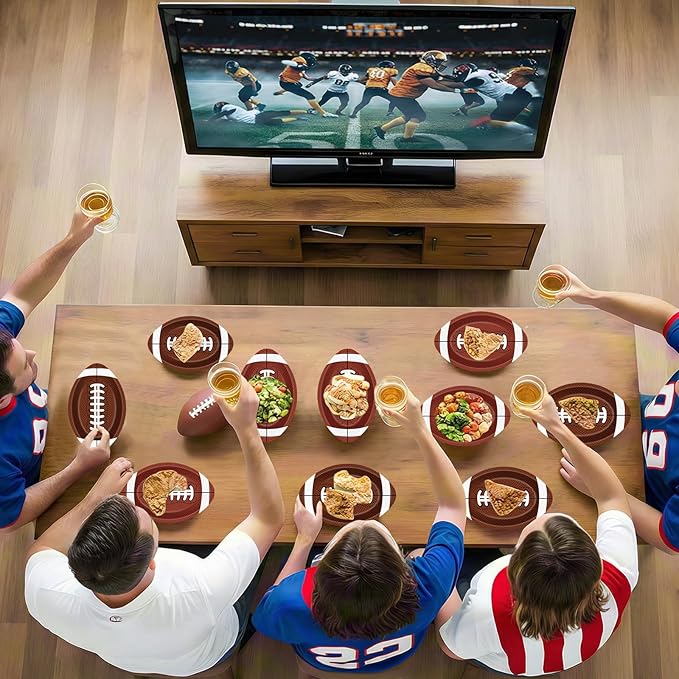 50 Pcs Football Plates - Rugby Shape Design Paper Plate, Disposable Dinner Dessert Paper Plates Tableware Set for Football Party Supplies Birthday Game day Tailgate Party Decorations Table Decor