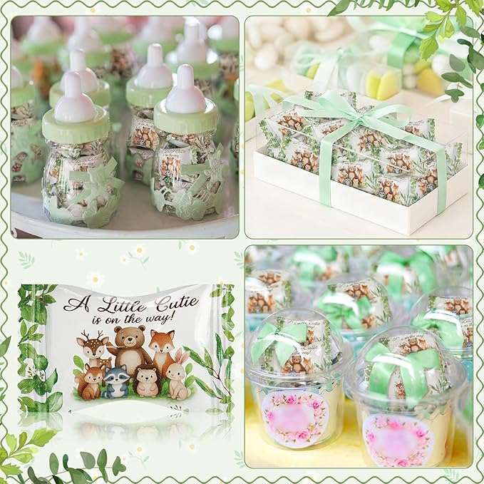 Naucoos Woodland Animals Baby Shower Candy - 26.5 oz. Bag - 150 Individually Wrapped Hard to Soft Mints Candy A Little Cutie Is on The Way Welcome Baby Shower Gender Reveal Parties