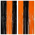 KatchOn, Black and Orange Foil Fringe Curtain - XtraLarge 3.2x8 Feet, Pack of 2 | Orange and Black Streamers, Halloween Decorations | Fringe Backdrop Curtain for Birthday, Basketball Party Decorations