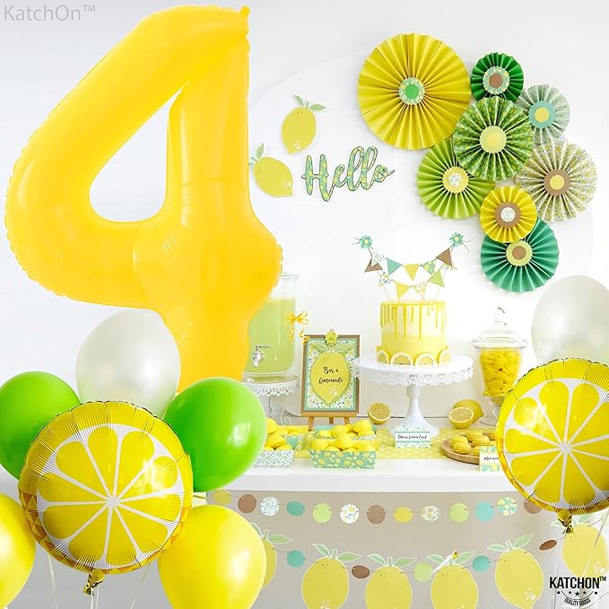 KatchOn, Yellow Number 4 Balloons - Giant, 40 Inch | 4 Number Balloons, 4 Year Anniversary | 4 Year Old Balloon | 4th Birthday Decorations for Boys | 4th Anniversary Decorations