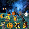 Amyhill 12 Pcs Halloween Yard Signs Vintage Lawn Decorations with Stakes Sturdy Corrugated Plastic Outdoor Decorations Witch Black Cat Pumpkin Ghost Owl Skeleton Garden Signs for Scary Halloween Party