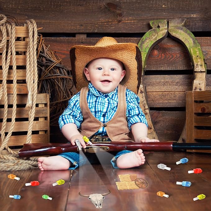 36 PCS Western Party Favors Cowboy LED Light Up Finger Lights, Glow in the Dark Wild West Party Finger Flashlight Bulk for Last Rodeo Goodie Treat Bags Stuffers Vintage Cowgirl Birthday Party Supplies