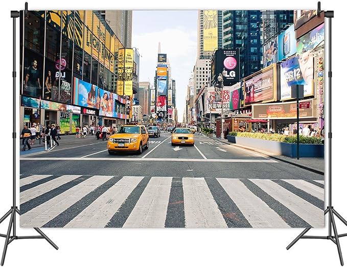 NYC Time Square Buildings Photo Backdrops Taxi New York Fashion Street Party Photography Background Adult Portrait Studio Booth Props Banner 10x8 ft
