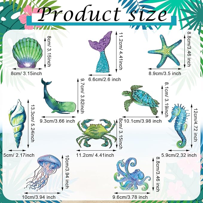 Chunful 30 Pieces Summer Tree Ornaments Christmas in July Wood Hanging Decoration Beach Wooden Slices Winter Tree Ornaments with String for Luau Hawaiian Party Supplies (Sea Style)