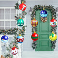 Sumind 10 Pieces Large Christmas Decorations Outdoor Christmas Hanging Ornaments Yard Lawn Signs Round Double Sided Porch Ornaments for Xmas Party Decor(Cartoon Style)