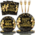 96Pcs 40th Birthday Party Tableware Set, Back in 1986 Birthday Party Decorations Supplies for Men Women Cheers to 40 Years Birthday Party Dessert Plates Napkins Forks Favors, Serve 24