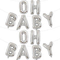 2 Set 12Pcs Silver Oh Baby Letter Balloons 16in Balloon Baby Shower Decorations Party Decor Silver Letter Balloons Oh Baby Party Supplies