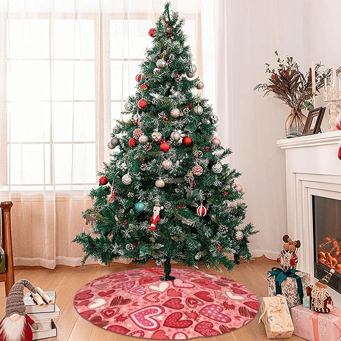 Valentine's Day Tree Skirt Xmas Tree Mat Christmas Tree Ornaments Decorations Holiday Party Indoor Outdoor 36"