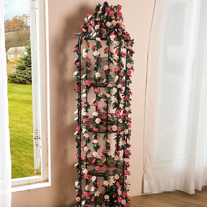 MARTINE MALL Flower Garland Vines, 16 Strands 132Ft for Bedroom, Rose Decoration, Floral Garland for Room Table Birthday Wedding Party Garden Wall Decor