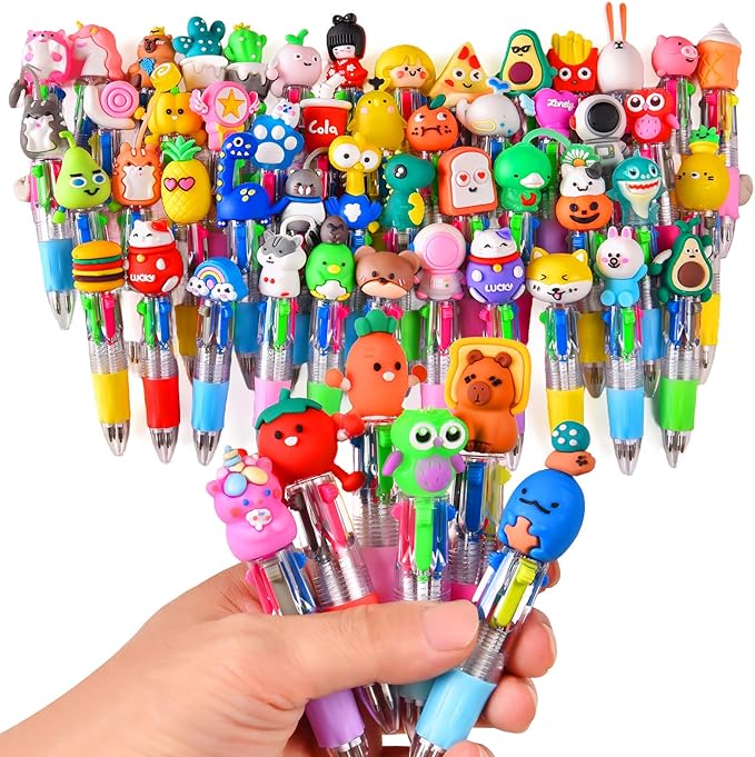 60Pcs Mini Multicolor Pens in One 4-in-1, Cute Pens Bulk for Party Favors and Birthdays, Delightful Ballpoint Pen Gifts Classroom Prizes (60pcs)