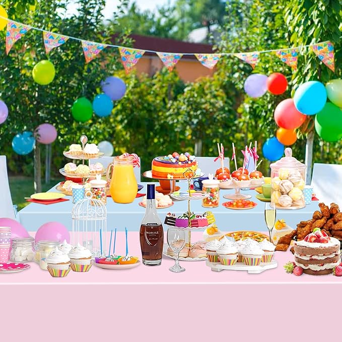 WNINK 6 Pack Gender Reveal Plastic Tablecloths, Disposable Rectangle Pink and Blue Pastel Tablecloth, Table Covers for Boy or Girl Gender Reveal Party Baby Shower Birthday Party Decorations 54" x 108"