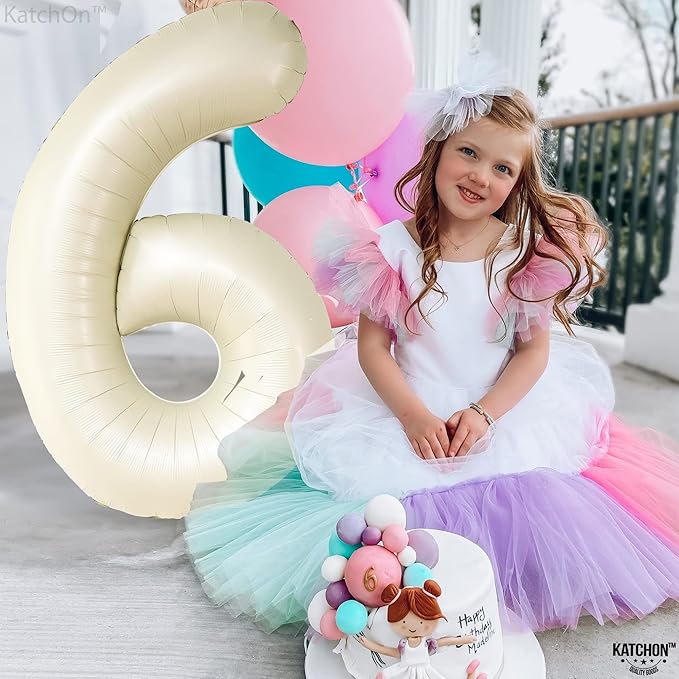 KatchOn, Cream Number 1 Balloons for 1st Birthday - Giant 40 Inch | One Balloon for First Decoration | 1 Balloon Number For The Big One Birthday Decorations | 1st Happy Anniversary Decorations