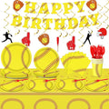 184pcs Softball Birthday Party Supplies Set Includes Softball Plates Napkins Cups Tablecloth Swirls Banner Tableware Kit Dispose Softball Party Decorations Favors for Girl Woman Man, Serve 25